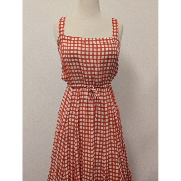 Auguste The Label Orange Gingham Paneled Maxi Dress sz 4 Prairie Cottagecore - Picture 5 of 10